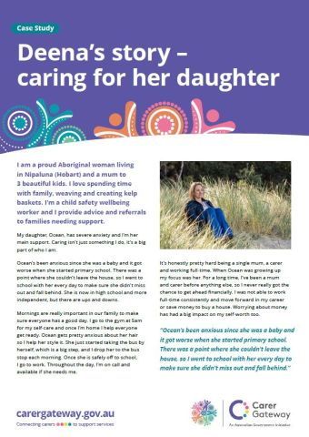 cover of Deena's story - carer for daughter