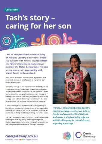 cover of Tash's story - carer for son